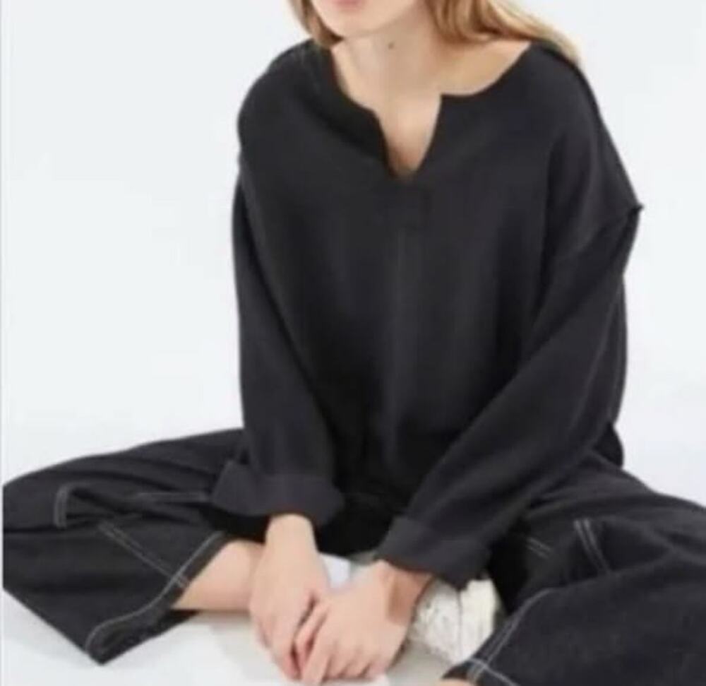 Urban Outfitters Ajax Inside Out Notch Oversized Cropped Pullover Sweater